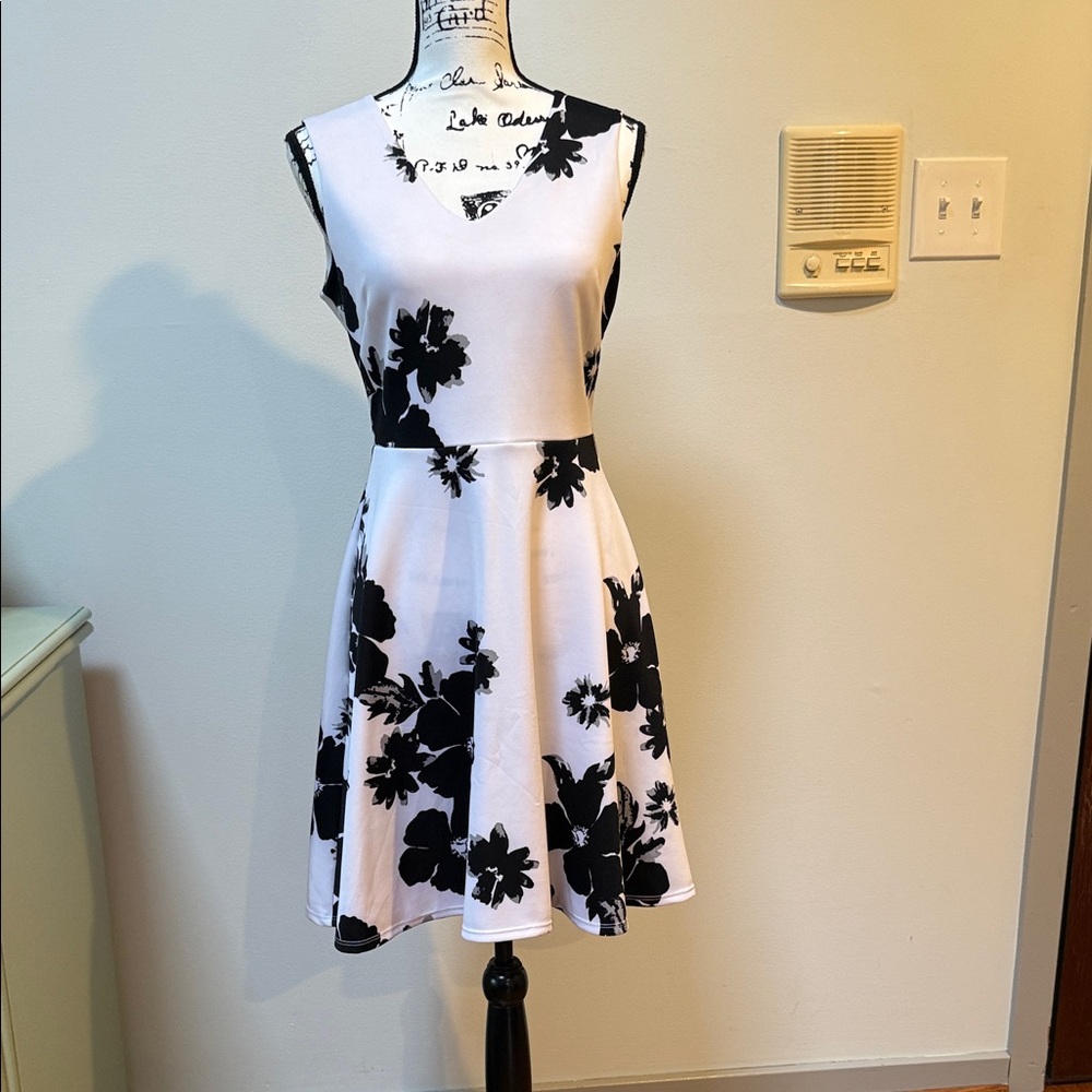 White House Black Market Black and White Floral Mini Dress